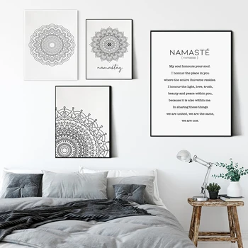 Mandala Abstraktní Plátno Plakát Jóga Umění Zdi Namaste Citovat, Tisknout Obraz Dekorativní Obraz Moderní Obývací Pokoj Dekor Bez Rámu