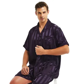 Pánské Hedvábné Saténové Krátké Pyžamo Set Pyžama Pyžamo Set oblečení na Spaní Set S , M , L , XL , 2XL , 3XL , 4XL