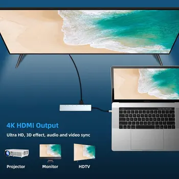 USB C Notebook, Dokovací Stanice, USB 3.0, HDMI, Gigabit PD Fealushon MacBook pro Samsung Galaxy S9 /S8 / S8+Typ C Dock USB HUB
