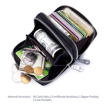 Podnikání Držitele Karty Ženy, ID/Kreditní Karty, Rfid Chránit Peněženky na Mince Kabelku Vysoce Kvalitní Kůže Dvojitý Zip Tisk Karty Případě