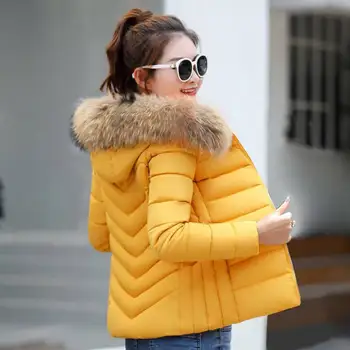 Dolů Bavlna Kabát Ženy Bunda Parka Velký Kožešinový Límec Podzim Zimní Kabát Ženy Oblečení 2020 Korean Vintage Topy Plus Velikost ZT4706