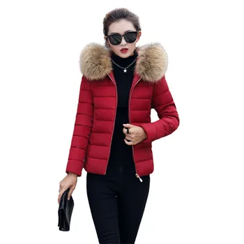 Dolů Bavlna Kabát Ženy Bunda Parka Velký Kožešinový Límec Podzim Zimní Kabát Ženy Oblečení 2020 Korean Vintage Topy Plus Velikost ZT4706