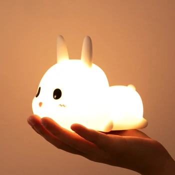 Králík LED Noční Světlo Silikonové Cartoon Bunny Stmívatelné Pat Svítilna USB Nabíjecí Načasování Lůžka, Noční Lampa pro Děti Dárek, Výzdoba