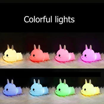 Králík LED Noční Světlo Silikonové Cartoon Bunny Stmívatelné Pat Svítilna USB Nabíjecí Načasování Lůžka, Noční Lampa pro Děti Dárek, Výzdoba