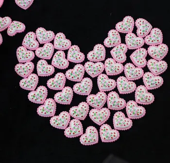 Sada 100ks pryskyřice kawaii růžová sladká láska srdce podpis nabíraný pryskyřice Mugle decoden Mobilní telefon dekorace, šperky DIY