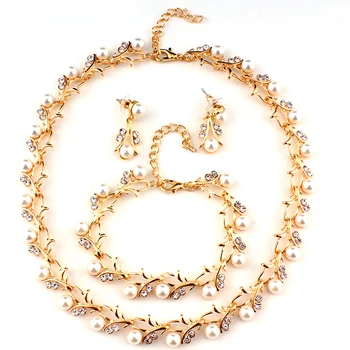 Weibang Pearl Šperky Sady Pro Ženy, Africké Korálky Šperky Set Svatební Imitace Crystal Svatební Dubaj Náhrdelník Šperky Kostým