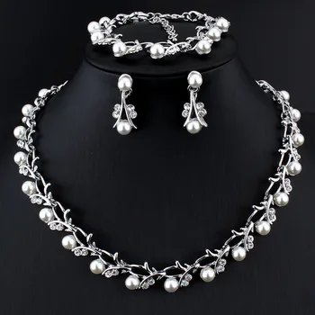 Weibang Pearl Šperky Sady Pro Ženy, Africké Korálky Šperky Set Svatební Imitace Crystal Svatební Dubaj Náhrdelník Šperky Kostým