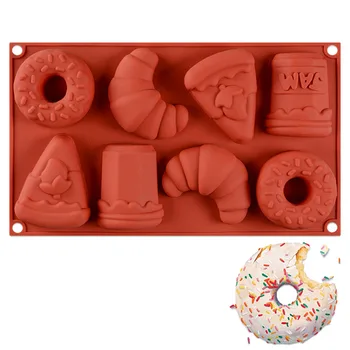 8-Dutiny 3D Silikonový Dort Formy Candy Bar Donut Fondant Formy DIY Mýdlo Formy Čokoládový Dort Zdobení Nástroje