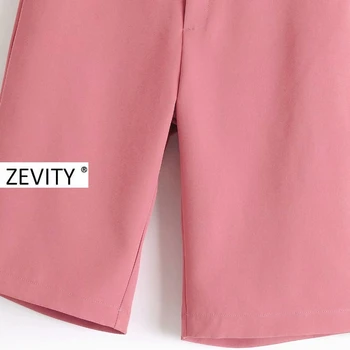 Zevity Nové ženy plná barva kneeth délka kalhot office dámy ležérní kapsy, rovné kalhoty zip elegantní pantalones mujer P898