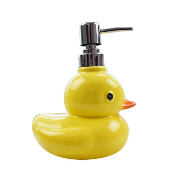 Keramický dávkovač mýdla hand sanitizer láhev kreslený roztomilý žlutá kachna, sprchový gel, Šampón, mýdlo misky úložný box mx9181047
