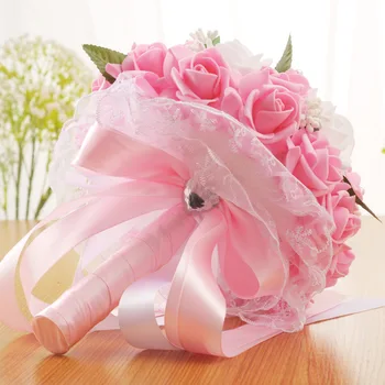 Nevěsta Drží Umělé Květiny Nové Romantické Svatební Barevné Družička Kytice, Ručně Vyráběné Svatební Svatební Doplňky Pro Ženy