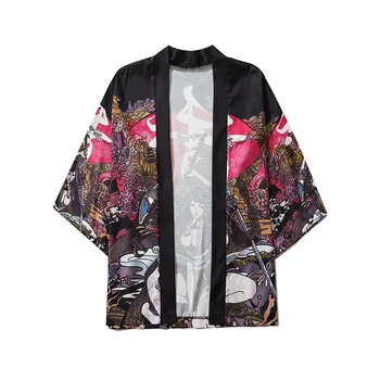 2020 Japonské Samuri Tištěné Kimono Ženy Harajuku Hip Hop Móda Ležérní Streetwear Bundy Letní Volné Kimono Cardigan Muži