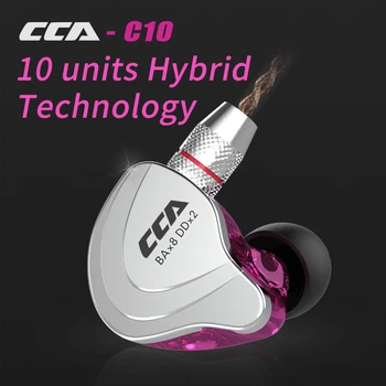 CCA C10 4BA S 1DD Hybrid V Ear Sluchátka hi-fi DJ Monitoringu Běží Sportovní Sluchátka 5 Disk, Sluchátka Odnímatelný Odpojit Kabel 2PÓLY