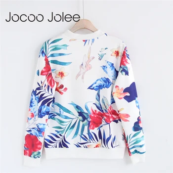 Jocoo Jolee Květinové Sprint Módní Bunda Ženy Dlouhý Rukáv Základní Kabáty Ležérní Tenký Slim Bunda Svrchní Oblečení 2018 Nové