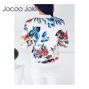 Jocoo Jolee Květinové Sprint Módní Bunda Ženy Dlouhý Rukáv Základní Kabáty Ležérní Tenký Slim Bunda Svrchní Oblečení 2018 Nové