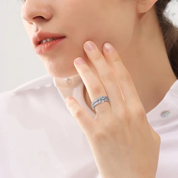 Šumivé Vločka 2020 Dívka Přátelé Velkoobchodní Skutečné Sterling Silver 925 Šperky Módní Svatební Prsteny pro Ženy