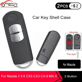 KEYECU 10 ks 2 Tlačítko Náhradní Dálkový Auto Klíč Shell Případě Fob Pro Mazda 3 5 6 CX-3, CX-5 CX-7 CX-9 MX5 Miata s vložit klíč