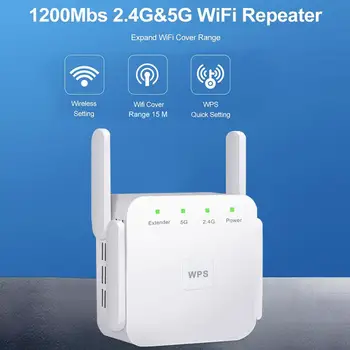 5G Wifi Repeater, 5Ghz Wifi Extender AC 1200Mbps Router Wifi Zesilovač Bezdrátové wi-fi Long Range Booster 2.4 G wi fi Repiter