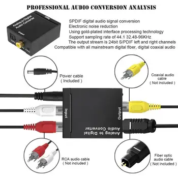 Analogového na Digitální Signál Audio Zvukový Adaptér ADC Převodník Optický Koaxiální RCA výstup Toslink SPDIF Adaptér TV