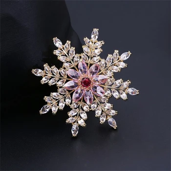 Růžová Žlutá sněhová Vločka Brož pro Ženy, Svatební Výzdoba Kolíky Brože Ženské Boutonniere Šperky Crystal Brož Sněhová Vločka