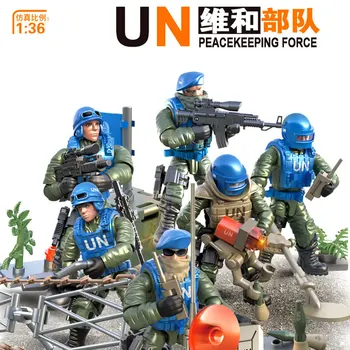2 sada/balení Figurky Stavební Bloky Mini Voják Nastavit mírové síly OSN Akční Figurky, Model Hračky Pro Děti Dárek k Narozeninám