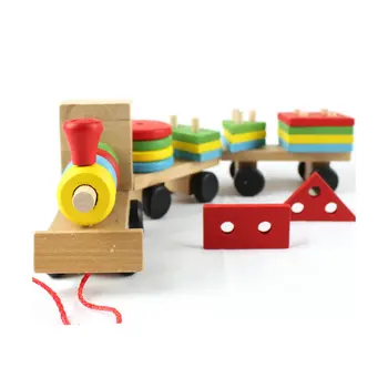 Dítě 25pcs Stavební Bloky Trailer Dřevěné Hračky Vlak Vozidlo Geometrie/Barva Congnitive Blok, Děti, Vzdělávací Dárek k Narozeninám