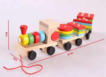 Dítě 25pcs Stavební Bloky Trailer Dřevěné Hračky Vlak Vozidlo Geometrie/Barva Congnitive Blok, Děti, Vzdělávací Dárek k Narozeninám