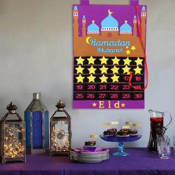 2020 Nieuwste Eid Mubarak 30 Dagen Příchodem Kalender Opknoping Vilt Odpočítávání Kalender Voor Kinderen Geschenken Ramadánu Party Deco