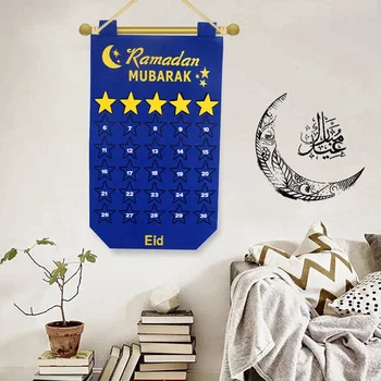2020 Nieuwste Eid Mubarak 30 Dagen Příchodem Kalender Opknoping Vilt Odpočítávání Kalender Voor Kinderen Geschenken Ramadánu Party Deco