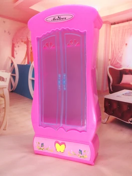 NK Jedna Sada Doll Příslušenství Růžová šatní Skříň Pro Panenku Barbie Princezna Dreamhouse Nábytek Miniaturní Nejlepší Dárek Pro Dítě