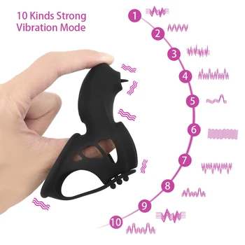 10 Rychlostí Penis Cock Ring Vibrátor Déle Trvající Vibrační Strojky Ptáka jazyk lízat klitoris Silikonové Kroužky Sexuální Hračky pro Muže