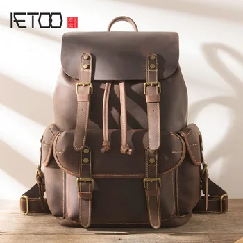 AETOO Vintage kožená taška přes rameno, ultra-velké ruční multi-účel batoh, vedoucí kožené pánské trend cestovní taška