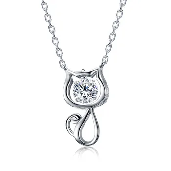 Autentické 925 Sterling Silver Roztomilé Kotě Crystal Přívěsek Náhrdelníky Pro Ženy Svatební Party Šperky Dárek
