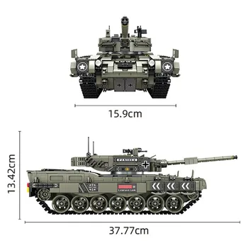 MEOA 632003 Vojenské WW2 Series 1747PCS Leopard 2 Hlavní Bitevní Tank Set Stavební Bloky VH Cihly Hračky pro Chlapce Vánoční Dárky