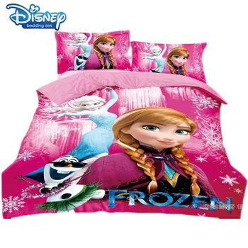 Disney Princezna Frozen Elsa twin ložní prádlo set pro dívky, jedné velikosti quilt kryty přehoz 4ks domácí textilní karikatura prostěradlo
