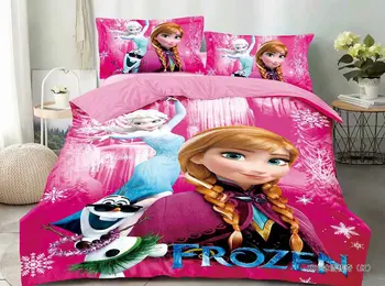 Disney Princezna Frozen Elsa twin ložní prádlo set pro dívky, jedné velikosti quilt kryty přehoz 4ks domácí textilní karikatura prostěradlo