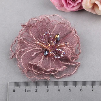 5KUSŮ/Spoustu DIY Ruční Korálkové Organza Crystal Květiny, Vlásenky Boty Květina Oblečení Vlasy Doplňky RS3049