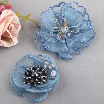5KUSŮ/Spoustu DIY Ruční Korálkové Organza Crystal Květiny, Vlásenky Boty Květina Oblečení Vlasy Doplňky RS3049