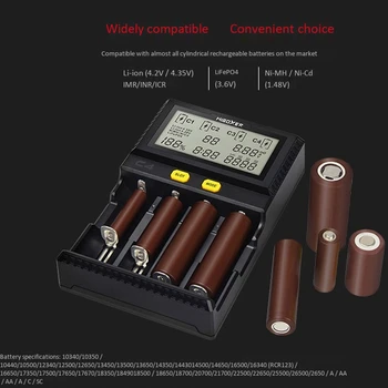 MiBoxer C4 Nabíječka inteligent-ních Ni-MH, Lithium Baterie, Nabíječka s Vybíjení Test Kapacity AA AAA 18650