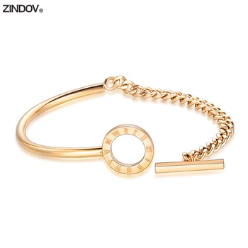 ZINDOV Nový Náramek Pro Ženy Luxusní Značky Gold Rose Gold Stříbro z Nerezové Oceli Módní Šperky 2018 Náramek Náramky Ženy