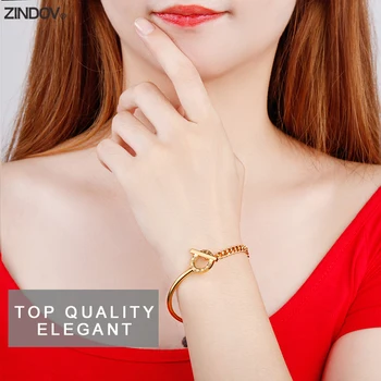 ZINDOV Nový Náramek Pro Ženy Luxusní Značky Gold Rose Gold Stříbro z Nerezové Oceli Módní Šperky 2018 Náramek Náramky Ženy