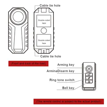 113 db Hlasitý Bezdrátové Kolo Anti-theft Alarm Vodotěsné Dveře/ Okna Vibrační Alarm Inteligentní Dálkové Ovládání Alarmu Čidla