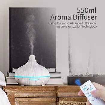 550 ml Aroma Zvlhčovač Vzduchu Difuzér Esenciálních olejů Aromaterapie Elektrické Ultrasonic cool Mist Maker pro Domácí Dálkové Ovládání