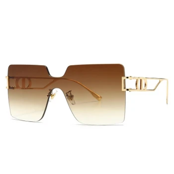 Módní trend jeden kus náměstí sluneční brýle, ženy, muži 2020 luxusní značky classic bezrámové sluneční brýle ženské gradient odstín zrcadlo