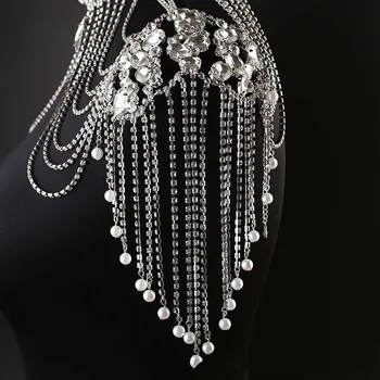 FashionLuxury Svatební Šperky Dlouho Crystal Náhrdelník Řetěz Svatební Ramenní Popruh svatební Doplňky Pro Ženy rameno řetězy Je