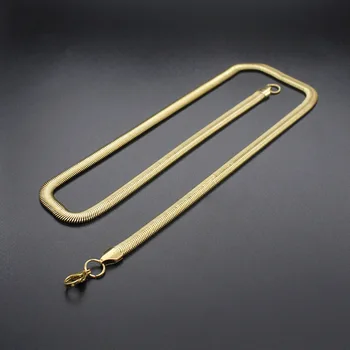 Módní jednoduchý titan ocel pozlacený plochý had náhrdelník gold black nerezové oceli náhrdelník hot prodej