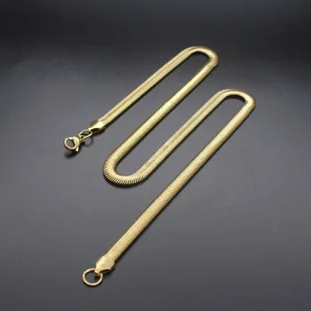 Módní jednoduchý titan ocel pozlacený plochý had náhrdelník gold black nerezové oceli náhrdelník hot prodej