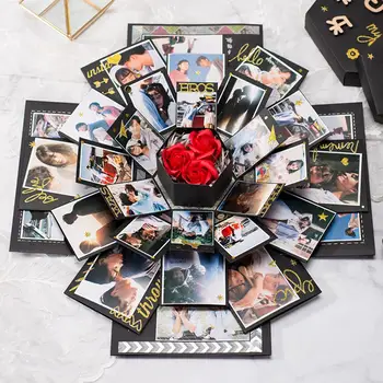 Náměstí DIY Překvapení Láska Exploze Box Dárek Výbuchu pro Výročí Zápisníku DIY Foto Album, Narozeniny, Valentýn Dárek