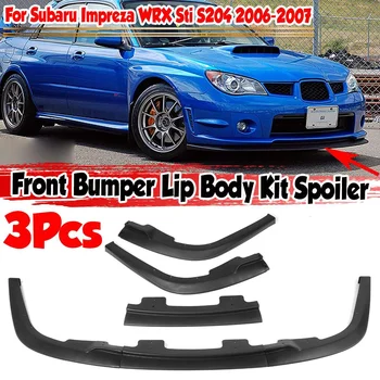 3kusy Matné Černé Auto Přední Nárazník Ret Splitter Spoiler, Difuzor Kit Tělo Kryt Střihu Pro Subaru Impreza WRX Sti S204 2006-2007
