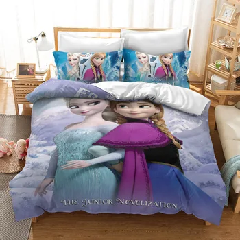 Disney kreslené 3D tisk Ložní prádlo Set Frozen Elsa Anna Rapunzel Princezna Jediném ložní prádlo Peřinu povlak na Polštář pro dívku, dárek